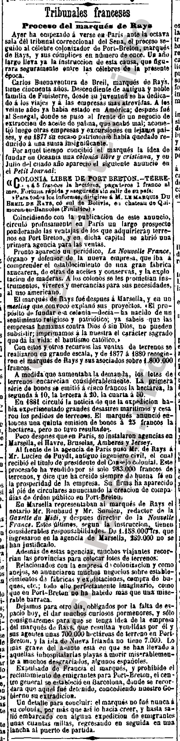 1883-13-06-1883-marques-de-rays-EL-DIA